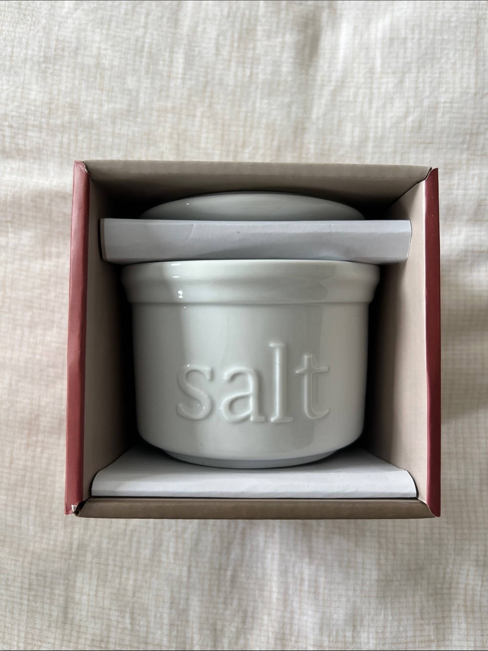 Ceramic Salt Keeper - White Salt Cellar with Lid